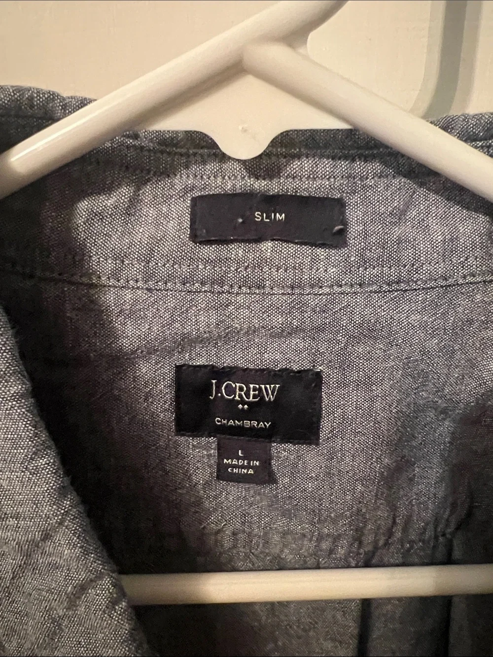 J. Crew Men's Heathered Chambray Button-Up Jacket - Gray